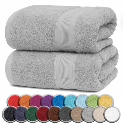 Abbildung von NatureMark 2er Pack SAUNATÜCHER Premium Qualität 80x200cm SAUNATUCH Sauna Handtuch 100% Baumwolle Farbe: Silber grau