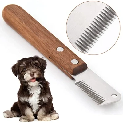 Abbildung von onebarleycorn Trimmmesser für Hunde, hund Trimm Messer Pflegemesser Unterwolle Trimmesser Rauhaar Hunde Terrier Dackel Rauhaardackel (Linkshänder)