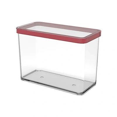 Abbildung von Rotho Loft rechteckige Vorratsdose 2.1l mit Deckel und Dichtung, Kunststoff (SAN) BPA frei, transparent/rot, (20.0 x 10.0 14.2 cm)