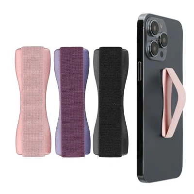 Abbildung von kwmobile Smartphone Fingerhalter 3 Set Handy Halter Griff Halterung Einhandbedienung 3X Handyhalter in Schwarz Rosegold Brombeere