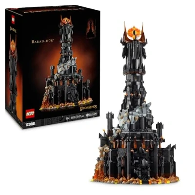 Abbildung von LEGO Icons der Herr Ringe: Barad dûr, Bauset für Erwachsene mit den Minifiguren Sauron, Gothmog, Ork, Frodo, Sam und Gollum, Erinnerungsstück zum Film, Sammlerstück Fans 10333