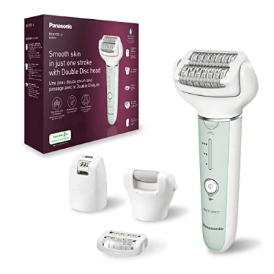 Abbildung von Panasonic ES EY70 G503 Nass/Trockenepilierer, Dual Disc mit 60 Pinzetten, 90 schwenkbarer Kopf, 3 Geschwindigkeiten &amp; LED Licht, 30 Min. Betrieb, kabellos, Haarentferner, Fußpflegekopf.