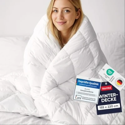 Abbildung von Blumtal Winterdecke 155x220 cm Oeko TEX zertifizierte Bettdecke extra Dicke Winter Decke Steppdecke Duvet Steppbettdecke