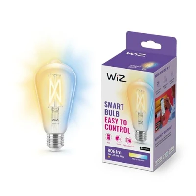 Abbildung von WiZ Tunable White LED Lampe, Edison, E27, 60W, Vintage Design, dimmbar, warm bis kaltweiß, smarte Steuerung per App/Stimme über WLAN, 1 Stück (1er Pack), Klar