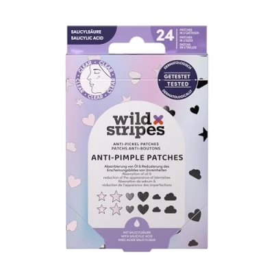 Abbildung von Wild Stripes Anti Pimple Patches Holo Clear Pickelpflaster mit Salicylsäure für gezielte Tag &amp; Nachtpflege Schnell effektiv Pickel Mitesser Hautpflege unreine Haut 24 Stk