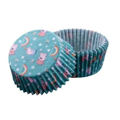 Abbildung von Dr. Oetker Papier Backförmchen Peppa Wutz 50 Stück, hitzebeständig ideal für Cupcakes, Muffins und andere Leckereien Perfekt Kindergeburtstage Partys, Türkis