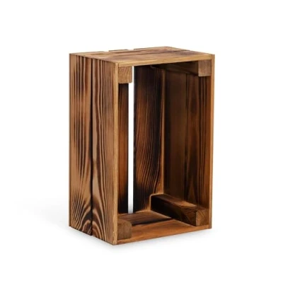 Abbildung von PINEEA Holzkiste Klein Weinkisten Holz Deko Holzkisten Weinkiste Holzbox Obstkiste Vintage Kiste Geflammt 30x20x15