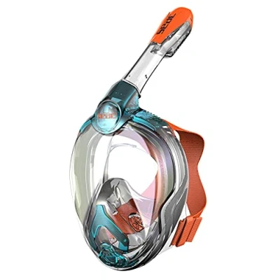 Abbildung von Seac Magica, Schnorchelmaske Vollgesichtsmaske Anti Beschlag system mit einem weichen Maskenkörper, Dry Top Schnorchel Auslassventil, blau, JUNIOR