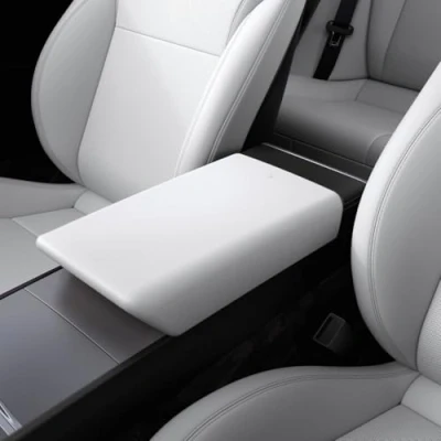 Abbildung von Spigen Tesla Model Y 2025 Juniper 3 Highland 2024 Mittelarmlehne Abdeckung, Armlehne Abdeckung Schutzhülle, Langlebig &amp; Wasserfest, Kompatibel mit und Weiß