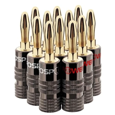 Abbildung von FosPower bananenstecker Für lautsprecherkabel lautsprecher, Wandplatte und subwoofer kabel Kabelschuhe Vergoldet 24K High End 6 Rot &amp; Weiß Paare/ 12 Stück