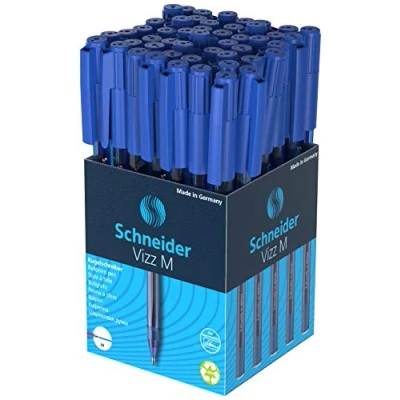 Abbildung von Schneider 102203 Vizz Kugelschreiber (für leichtes und schnelles Schreiben, Schaft in Schreibfarbe, Strichbreite M) 50 Stück, Blau
