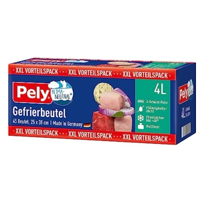 Abbildung von pely 8674 Gefrierbeutel, 4 L, 45 Beutel, Vorteilspack
