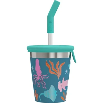 Abbildung von SIGG Kinder Trinkbecher mit Deckel und Strohhalm Silikondeckel &amp; Tritan Schwappsicher BPA frei Leicht Robust Unterwassertiere 0,35L