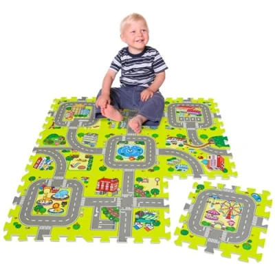 Abbildung von LittleTom 9 Teile Puzzlematte Straße für Kinder 30x30 Indoor &amp; Outdoor Spielzeug Autostrasse Puzzle Spielteppich Spielmatte Auto Kinderteppich Spielstraße Autos
