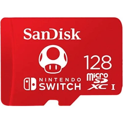 Abbildung von SanDisk microSDXC UHS I Speicherkarte für Nintendo Switch 128 GB (V30, U3, C10, A1, 100 MB/s Übertragung, mehr Platz Spiele)