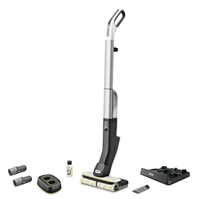 Abbildung von Kärcher Hartbodenreiniger FC 4 Battery Set, kabelloser Bodenreiniger mit 2 rotierenden Mikrofaserwalzen, Akkulaufzeit: ca. 30 min, Flächenleistung pro Akkuladung: 90 m², austauschbaren Akkus