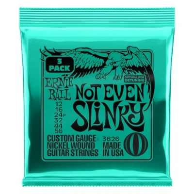 Abbildung von Ernie Ball Not Even Slinky Nickel Wound E Gitarrensaiten, 3er Pack, Stärke 12 56