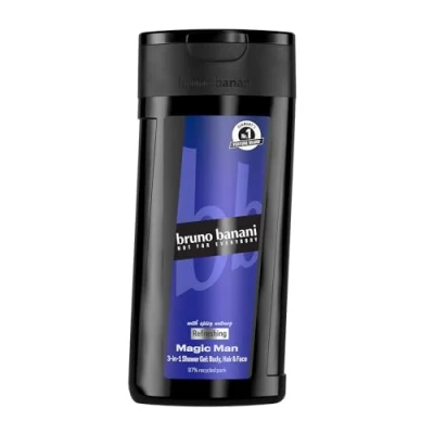 Abbildung von bruno banani Magic Man 3 in 1 Shower Gel für Männer mit holzigem Fougère Duft, 250ml