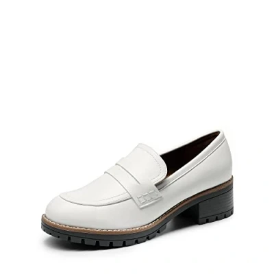 Abbildung von DREAM PAIRS Damen Klassische Loafer Bequeme Mokassins Slippers Business Schuhe mit Dicker Sohle für Damen,Size 40,Weiss Pu,SDLS2319W