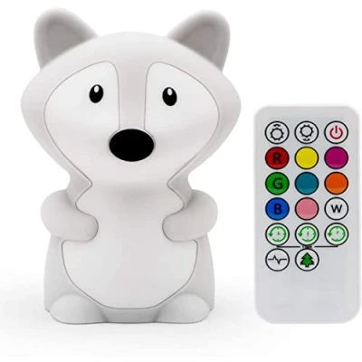 Abbildung von Tekemai Nachtlicht, Nachttischlampe, Schlafzimmerlicht, LED Leuchten, Lampe für Kinder, Babyzimmerlampe, bruchfest, einstellbare Helligkeit und Farbe, Touch Steuerung + Fernbedienung Fuchs