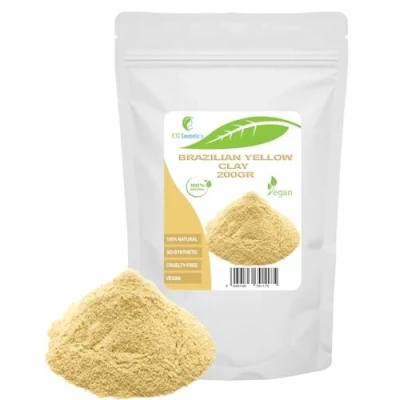 Abbildung von Gelber brasilianischer Ton (Yellow Brazillian clay) 200 g DIY Gesichtsmasken, Körpermasken, Haarmasken, sanfte Peelings und Scrubs, Seifenherstellung, Anti Aging Hautstraffung, natürlich