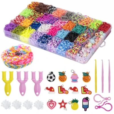 Abbildung von Noa Home Deco Loom Bänder Set, 2500 Stück Gummibänder für Armband Selber Machen, Zubehör Bunte Loops Gummis Set mit Anhängern und Accessoires, DIY Basteln Geschenk Kinder Junge Mädchen