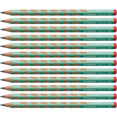 Abbildung von Ergonomischer Dreikant Bleistift für Rechtshänder STABILO EASYgraph in pastellgrün 12er Pack Härtegrad HB