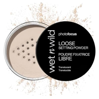 Abbildung von Wet n Wild Photo Focus Loose Setting Powder, Seidiges Gewichtsloses Fixierpuder zum Fixieren, Mattieren, Öl absorbieren und Backen, Weichzeichnungseffekt, Translucent, 20g