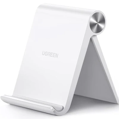 Abbildung von UGREEN Handy Ständer Tisch Handyhalter Schreibtisch Handyhalterung klappbar Handyständer für kompatibel mit iPhone 16 15 14 13 12 Pro Max, Galaxy S23 Ultra S23+ S22 bis 7,9 Zoll usw(Weiß)