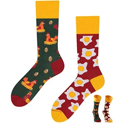 Abbildung von TODO Colours Lustige Socken mit Motiv mehrfarbige, bunte, Verrückte für Herren und Damen (39 42, Ei Hühner Socken)