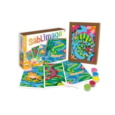 Abbildung von Sentosphère 3908819 Sablimage, Sandbilder Mal Set für Kinder, Motiv Reptilien und Frosch, DIY Bastelset, Kreativset, Sandmalset ab 4 Jahren