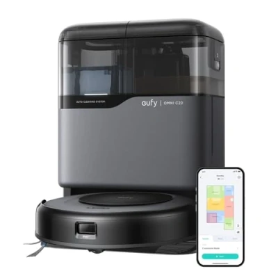 Abbildung von eufy Saugroboter Omni C20 mit All in One Station,Auto Entleerung, Auto Wasch und Trocknungsfunktion, 7.000Pa, 8,5cm Ultraflaches Design, Staubsauger Roboter Wischfunktion,Kindersicherung