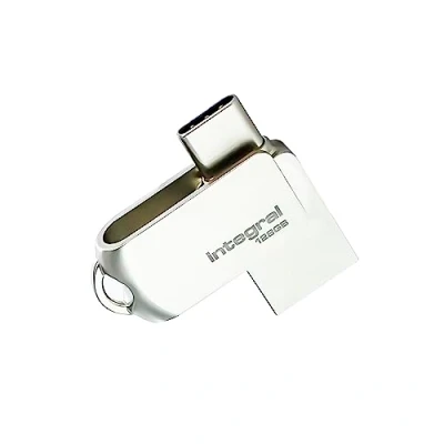 Abbildung von Integral 128GB 360 Dual USB 3.2 Gen 1 Typ C &amp; A Flash Laufwerk mit robustem Metallgehäuse, schnellen Übertragungsgeschwindigkeiten und einfacher Plug Play Funktion