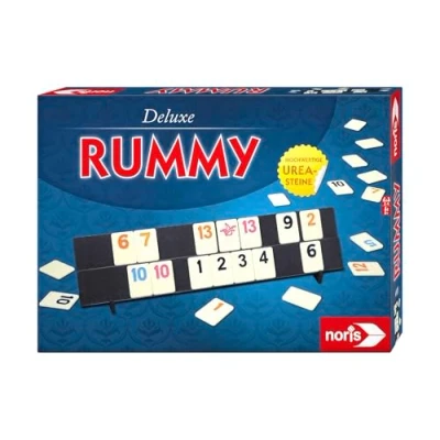 Abbildung von Noris 606101779 Deluxe Rummy, das weltbekannte Familienspiel mit hochwertigen Urea Steinen, ab 8 Jahren