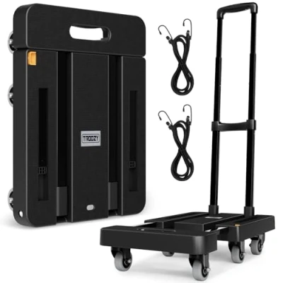 Abbildung von Troozy Sackkarre Klappbar mit Bremsen, Transportwagen 226KG, Sackkarren Klappbare 6 Universal Räder, Plattformwagen Verstellbarer Deichsel, 2 Flexibles Seil, Transportkarre Rauscharm, Schwarz