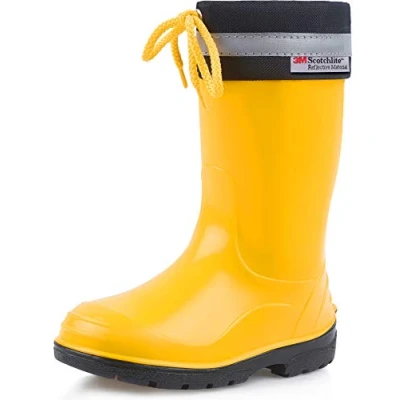 Abbildung von Ladeheid Kinder Gummistiefel mit Stulpe Regenstiefel für Jungen und Mädchen LA 972 (Gelb/Schwarz, 29 EU)