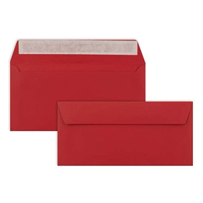 Abbildung von 100 Brief Umschläge DIN Lang Rosen Rot 110 g/m² 11 x 22 cm sehr formstabil Haftklebung Qualitätsmarke: FarbenFroh by GUSTAV NEUSER