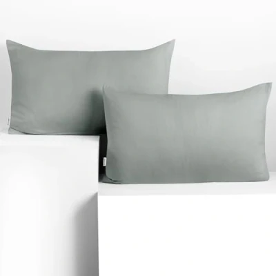 Abbildung von DecoKing 2 Kissenbezüge 50x60 cm Jersey Baumwolle Reißverschluss Stahl silbern grau Amber