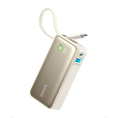 Abbildung von Anker Nano Powerbank,10.000mAh Powerbank mit eingebautem USB C Kabel, PD 30W Höchstleistung 1x C, A, kompatibel iPhone 15/14 Serie, MacBook, Galaxy, iPad, AirPods und mehr(Schwarz)
