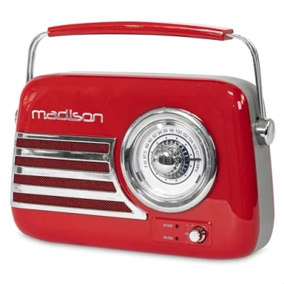 Abbildung von FREESOUND VR40R MADISON 30W Vintage Radio mit langer Batterielaufzeit, Bluetooth, USB und UKW Rot