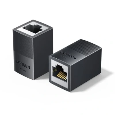 Abbildung von UGREEN 10Gbps RJ45 Kupplung POE LAN Kabel Verlängerung Verbinder Netzwerkkabel Unterstützen mit Abschirmfunktion kompatibel Cat7/ Cat6/ Cat5e/ Cat5（Schwarz 2 Stück）