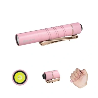 Abbildung von OLIGHT I3T 2 EOS Mini Taschenlampe, 200 Lumen Kompakte Helle Licht mit beidseitigem Taschenclip, Lichtmodi AAA Batterie Lampe Endkappenschalter für CampLing Outdoor und Wandern (Rosa)