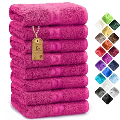 Abbildung von NatureMark 8er Pack Handtücher, 100% Baumwolle, 50 x 100 cm, Handtuch Set Pink