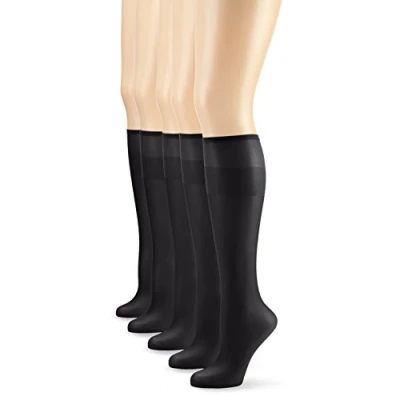 Abbildung von Nur Die 5er Pack Knie Seidenfein 15 DEN transparente Nylon Fein Kniestrümpfe seidig glänzend breiter Komfortbund Damen