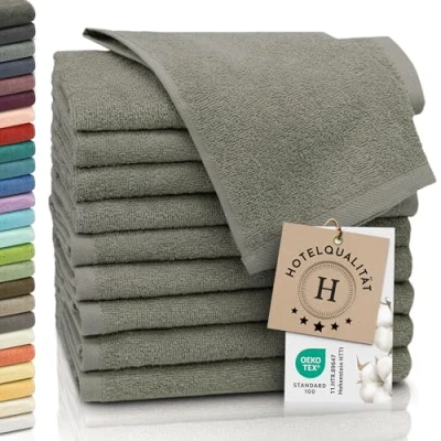 Abbildung von ZOLLNER 10er Set Gästehandtücher weiche und saugstarke Handtücher waschbar bis 95C Baumwolle 30x50 cm in Fango