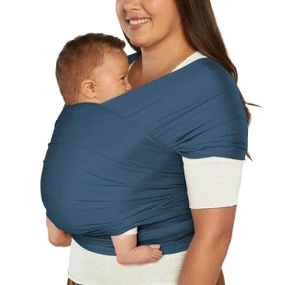 Abbildung von Ergobaby Babytragetuch für Neugeborene ab Geburt bis 11,3 kg, Aura Mesh Tragetuch aus recyceltem Polyester und Elastan, Elastisch atmungsaktiv, Sling Wickeltuch unisex, Twilight Navy