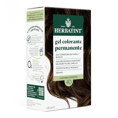 Abbildung von Herbatint Permanente Haarfarbe 4D Goldbraun 170 ml Ammoniakfrei, 100% Abdeckung für weißes Haar empfindliche Haut, mit 8 natürlichen Bio Extrakten