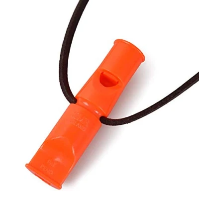 Abbildung von ACME Doppeltonpfeife No. 641 mit GRATIS Pfeifenband aus Leder (60 mm, 641, DG Orange)