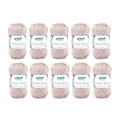 Abbildung von Gründl Cotton Quick Uni Strickgarn / Häkelgarn, 10 Knäuel à 50 g (farbenfrohes Garn aus 100% Baumwolle, OEKO TEX zertifiziert, 125 m, Nadelstärke: 3 4, x g), Sand