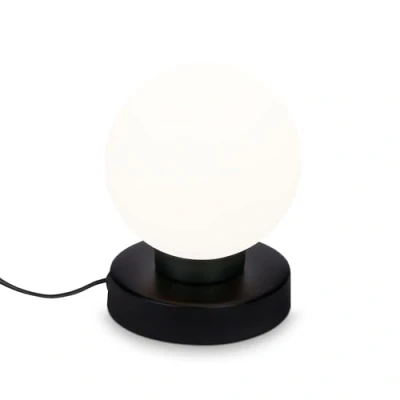 Abbildung von BRILONER Nachttischlampe mit Kabelschalter, Opalglas, E14 Fassung max. 25 Watt, Tischlampe, Lampe, Schreibtischlampe, Tischleuchte, Bürolampe, Leselampe Bett, Leselicht, 12,6x15,7 cm, Schwarz